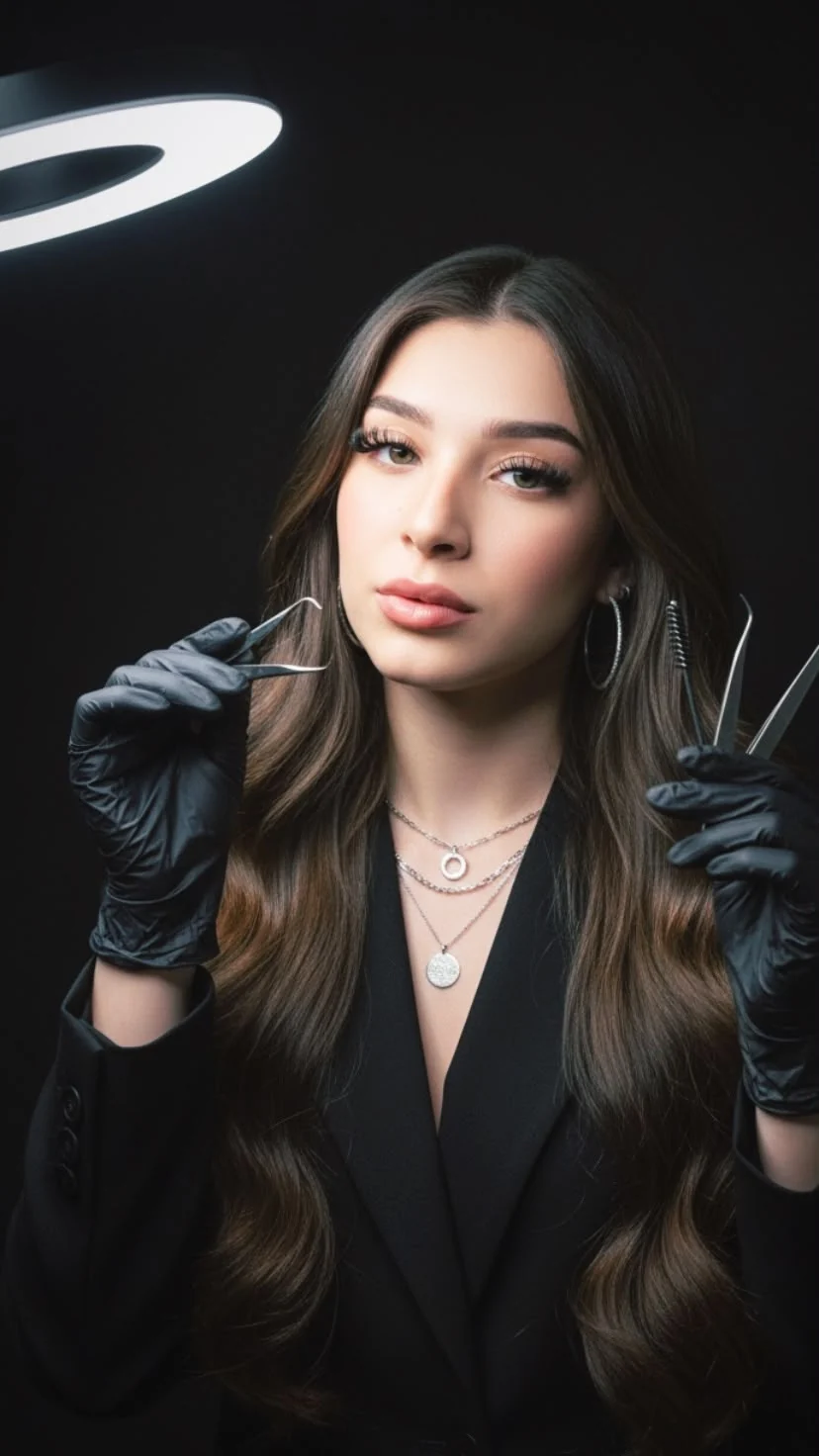 Profissional do Studio Geovanna Beauty preparada para atendimento de extensão de cílios